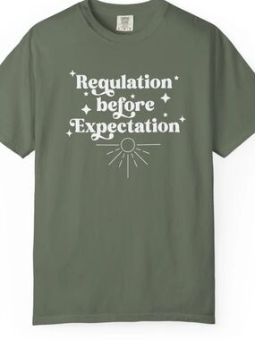 Regulation Before Expectation TShirt Comfort Colors sz Large Moss Teach/ Therapy
